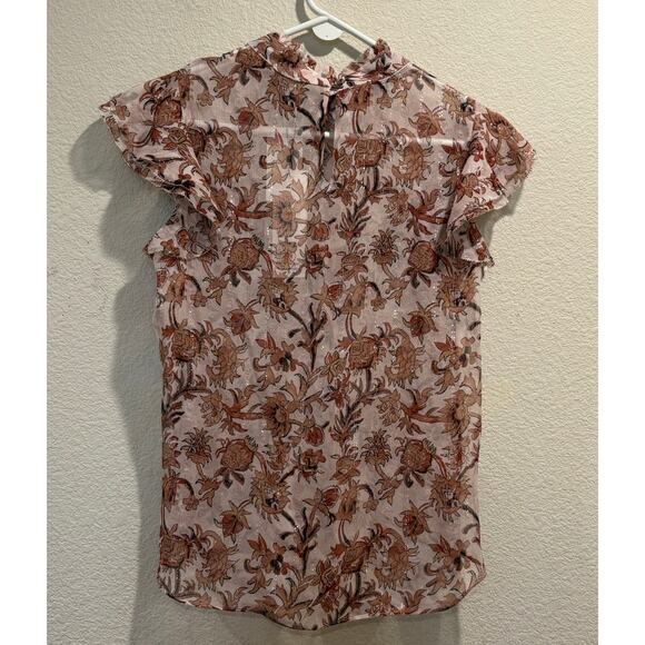 Veronica Beard NWT Blush Multicolor Luciana Floral Metallic Silk Top Size 6 - Picture 4 of 9